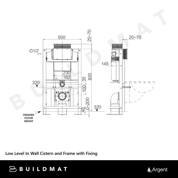 Argent Low Level In Wall Cistern and Frame with Pneumatic Fixing
