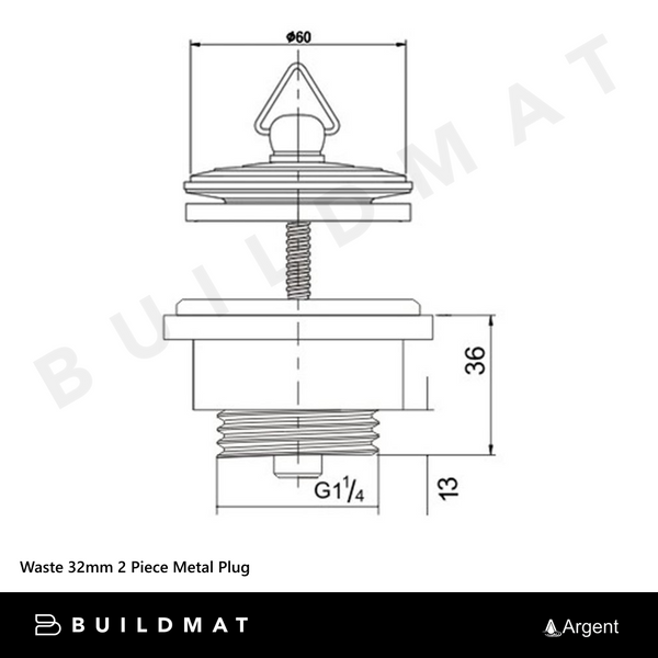 Argent Waste 32mm 2 Piece Metal Plug Chrome
