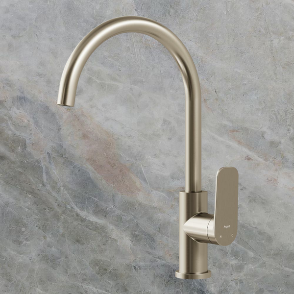 Argent Pace 2.0 Gooseneck Kitchen Mixer Brushed Nickel Lead Free