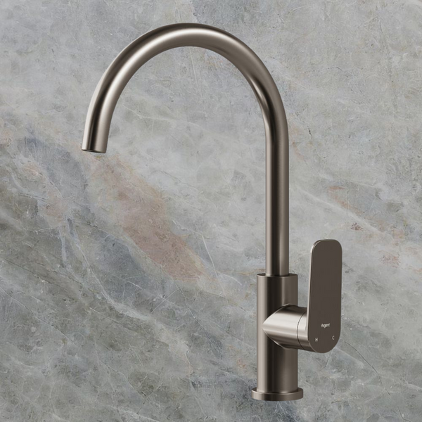 Argent Pace 2.0 Gooseneck Kitchen Mixer Gunmetal Lead Free