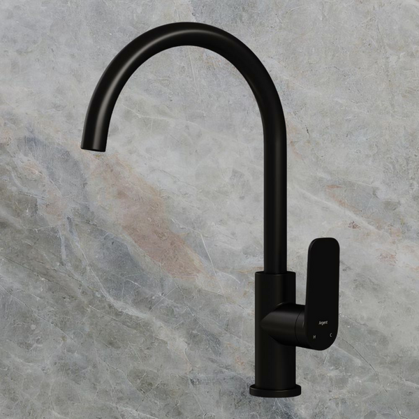 Argent Pace 2.0 Gooseneck Kitchen Mixer Matte Black Lead Free