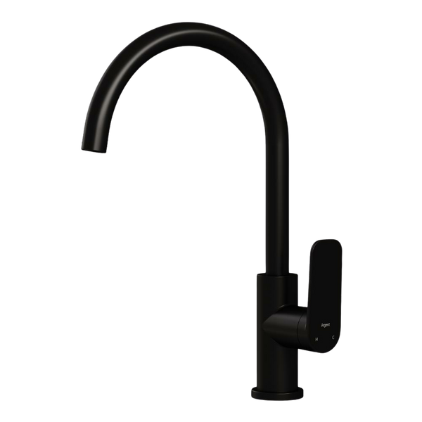 Argent Pace 2.0 Gooseneck Kitchen Mixer Matte Black Lead Free