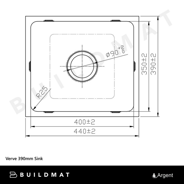 Argent Verve 390mm Sink Stainless Steel