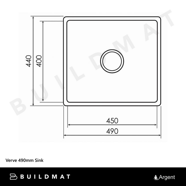 Argent Verve 490mm Sink Stainless Steel