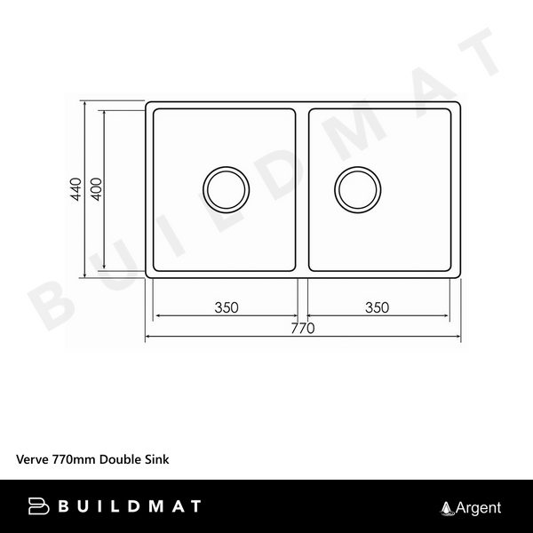 Argent Verve 770mm Double Sink Stainless Steel