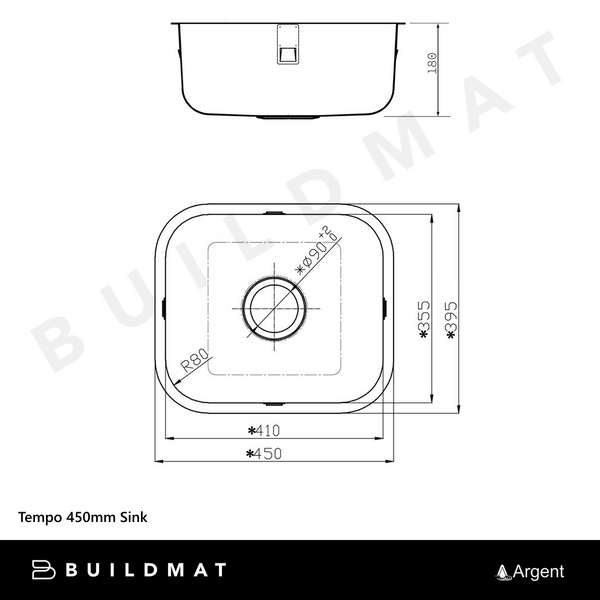 Argent Tempo 450mm Sink Stainless Steel