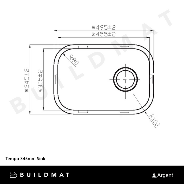 Argent Tempo 345mm Sink Stainless Steel