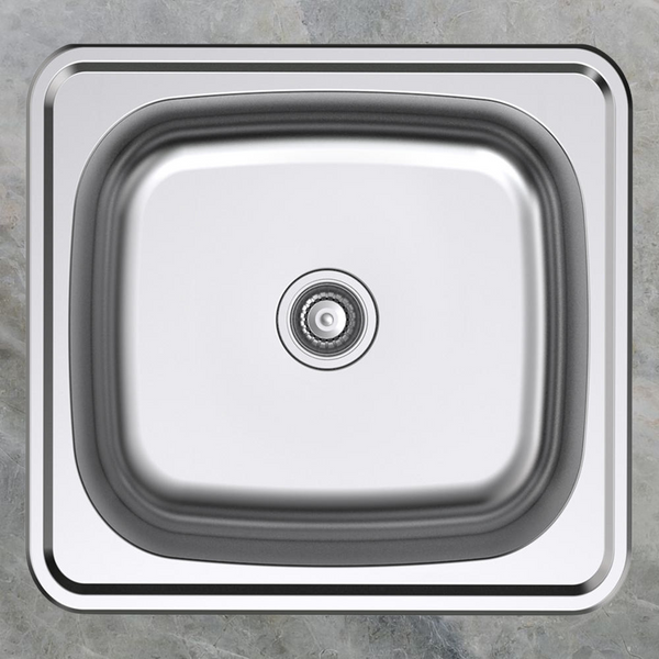 Argent Format 390mm Laundry Sink Suds Rinse Bypass 2 Tap Holes Stainless Steel