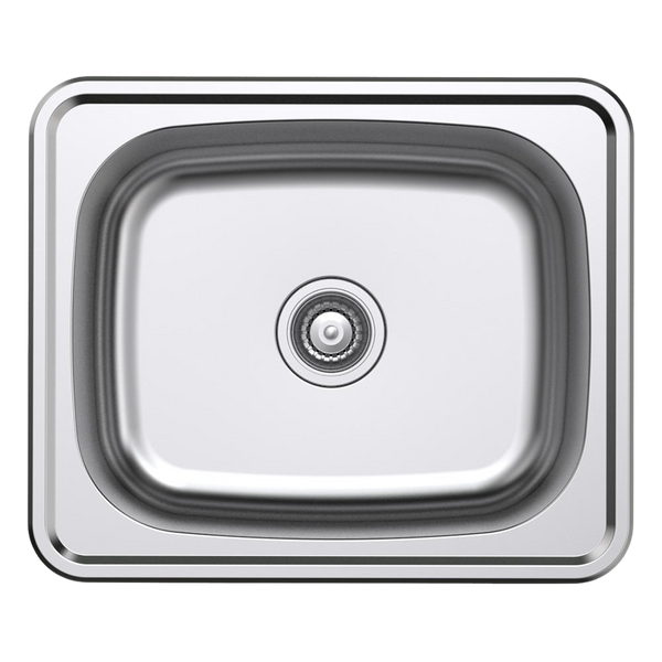 Argent Format 610mm Laundry Sink Suds Rinse Bypass 2 Tap Holes Stainless Steel