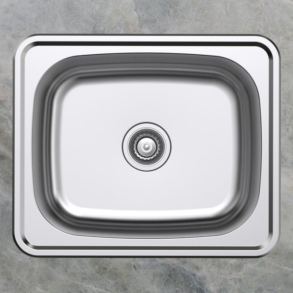 Argent Format 610mm Laundry Sink Sidewall Bypass Left Hand 1 Tap Hole Stainless Steel