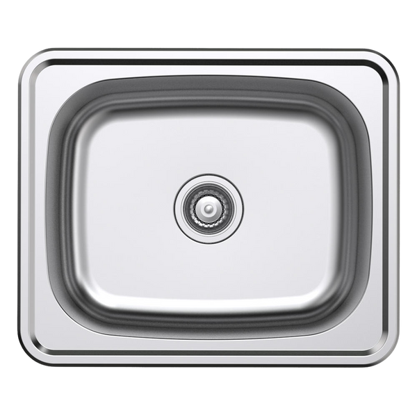 Argent Format 610mm Laundry Sink Sidewall Bypass Left Hand 1 Tap Hole Stainless Steel