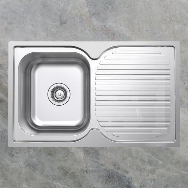 Argent Format 780mm Sink with Right Hand Drainboard 1 Tap Hole Stainless Steel