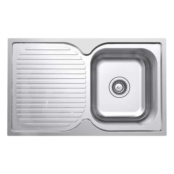Argent Format 780mm Sink with Left Hand Drainboard 1 Tap Hole Stainless Steel
