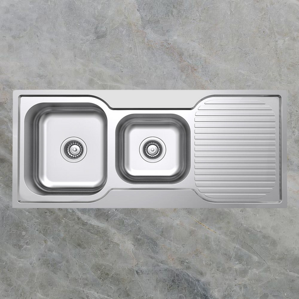 Argent Format 1080mm 1 and 3/4 Sink with Right Hand Drainboard Stainless Steel