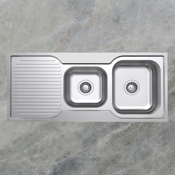 Argent Format 1080mm 1 and 3/4 Sink with Left Hand Drainboard 1 Tap Hole Stainless Steel