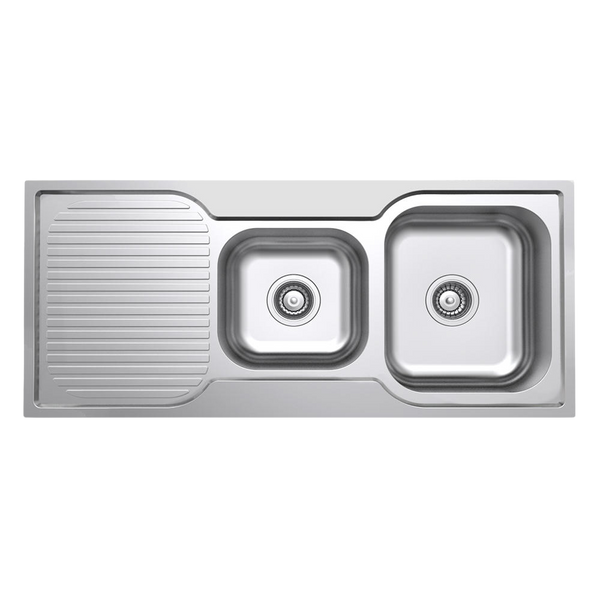 Argent Format 1080mm 1 and 3/4 Sink with Left Hand Drainboard 1 Tap Hole Stainless Steel