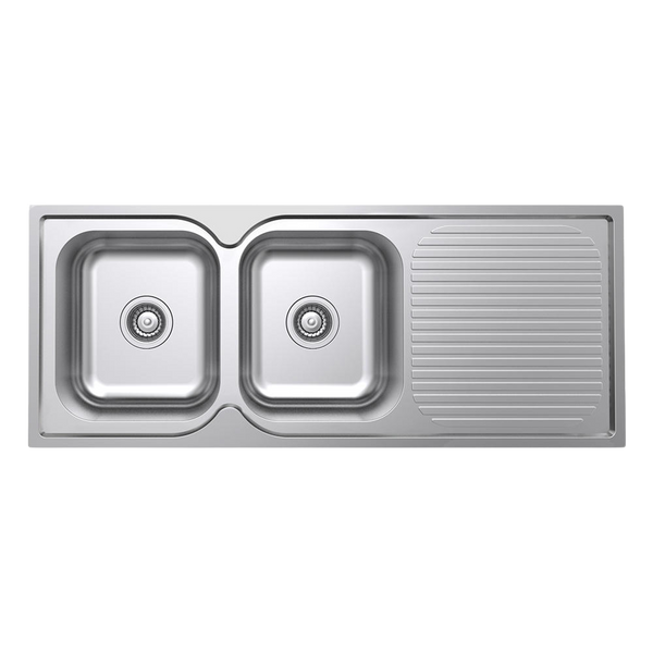 Argent Format 1180mm Double Sink with Right Hand Drainboard Stainless Steel