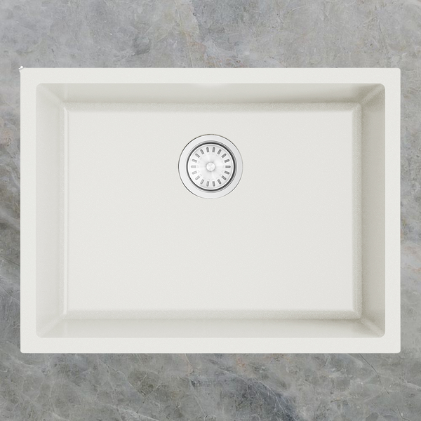 Argent Grace 610mm Single Bowl Granite Sink White