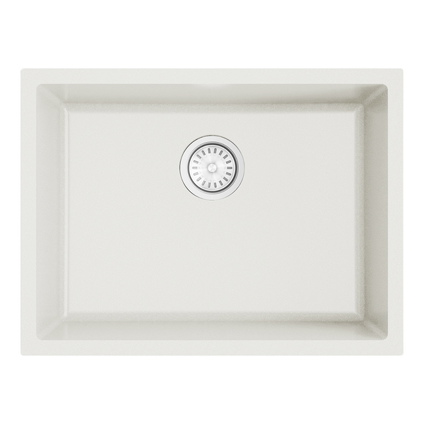 Argent Grace 610mm Single Bowl Granite Sink White