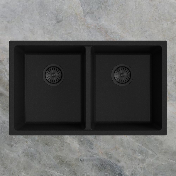 Argent Grace 760mm Double Bowl Granite Sink Matte Black