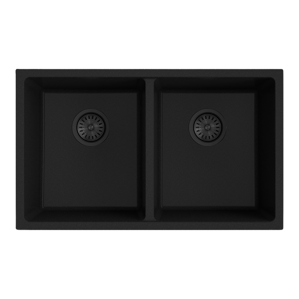 Argent Grace 760mm Double Bowl Granite Sink Matte Black