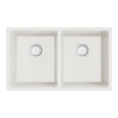 Argent Grace 760mm Double Bowl Granite Sink White