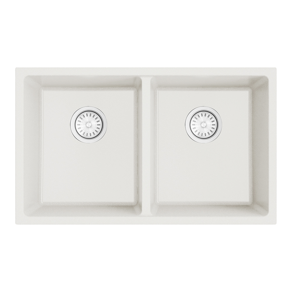 Argent Grace 760mm Double Bowl Granite Sink White