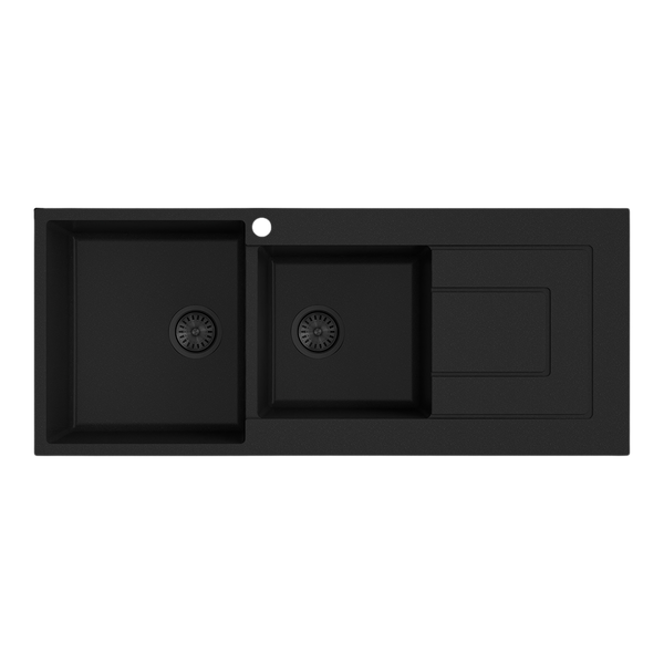 Argent Grace 1160mm 1 and 3/4 Granite Sink with Right Hand Drainboard 1 Tap Hole Matte Black