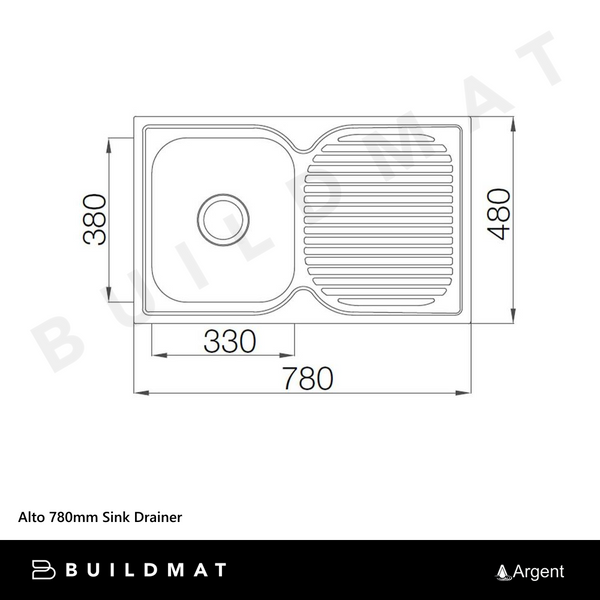 Argent Alto 780mm Sink with Right Hand Drainboard Stainless Steel