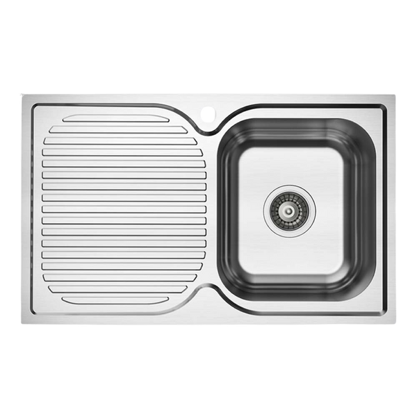 Argent Alto 780mm Sink with Left Hand Drainboard 1 Tap Hole Stainless Steel