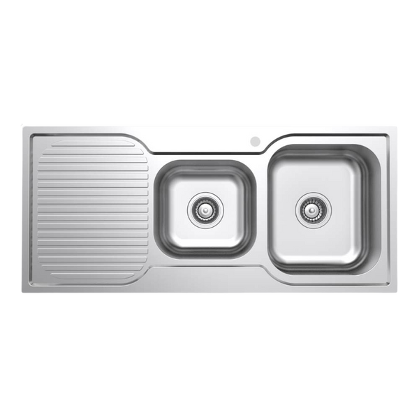 Argent Alto 1080mm 1 and 3/4 Sink with Left Hand Drainboard 1 Tap Hole Stainless Steel