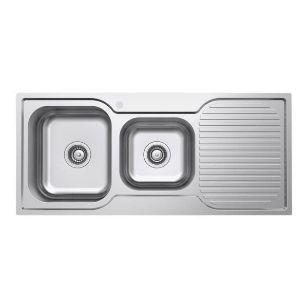 Argent Alto 1080mm 1 and 3/4 Sink with Right Hand Drainboard 1 Tap Hole Stainless Steel