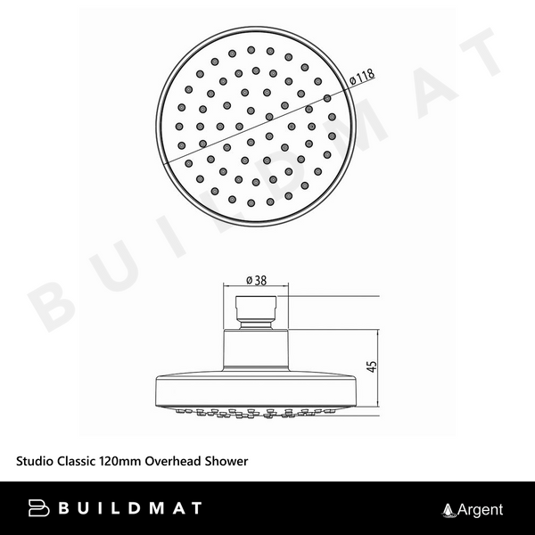Argent Studio Classic 120mm Overhead Shower Chrome
