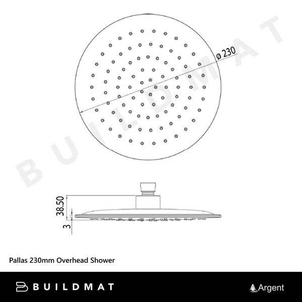 Argent Pallas 230mm Overhead Shower Chrome