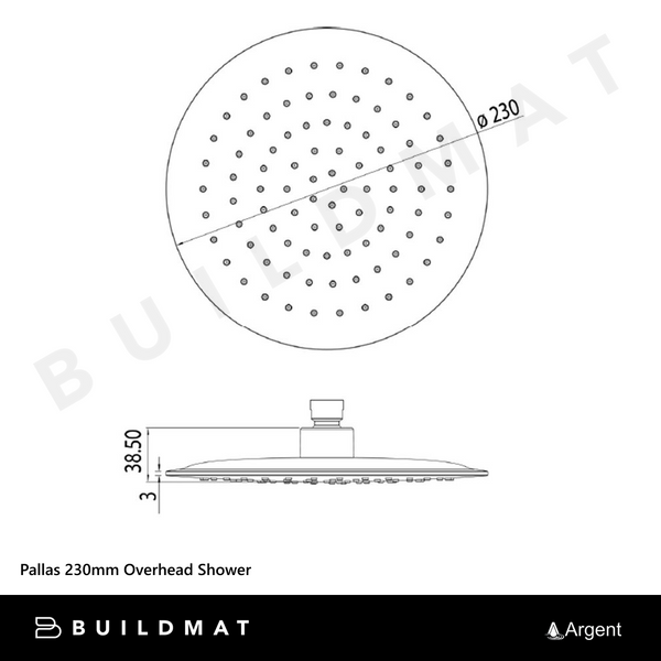 Argent Pallas 230mm Overhead Shower Gunmetal