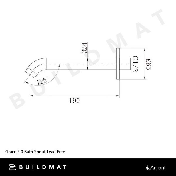 Argent Grace 2.0 Bath Spout Brushed Nickel Lead Free