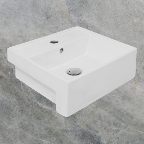 Argent Evo Neu 410mm Square Semi-Recessed Basin with Overflow 1 Tap Hole Gloss White