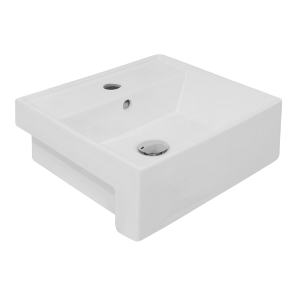 Argent Evo Neu 410mm Square Semi-Recessed Basin with Overflow 1 Tap Hole Gloss White