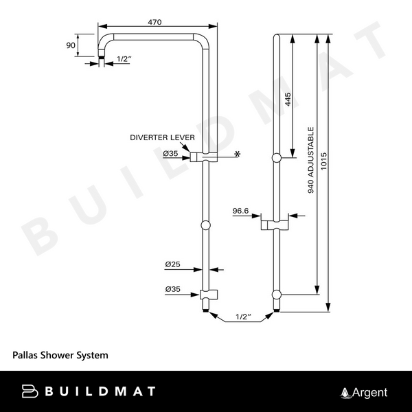 Argent Pallas Shower System Matte Black