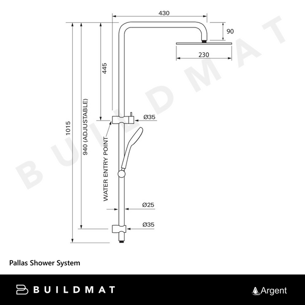Argent Pallas Shower System Brushed Gold