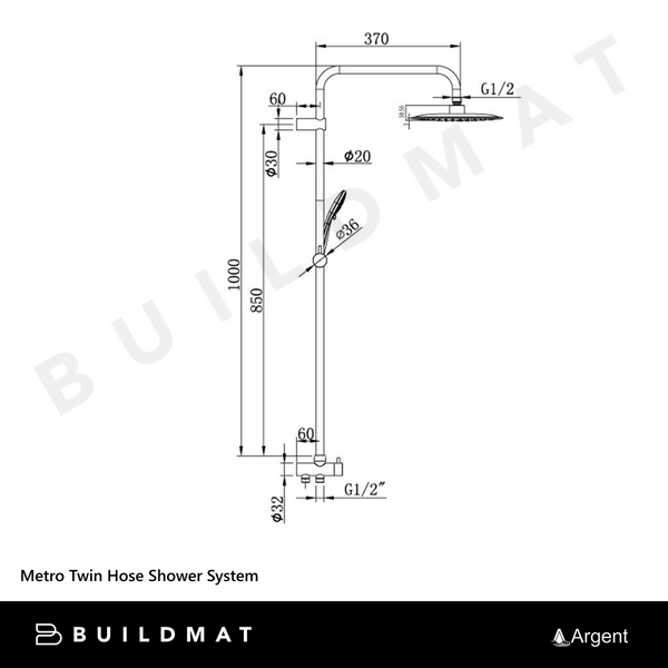 Argent Metro Twin Hose Shower System Chrome