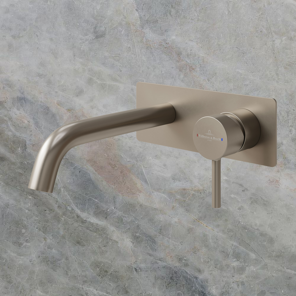 Villeroy & Boch Vita 35mm Rectangular Wall Mounted Basin/Bath Mixer Brushed Nickel Lead Free