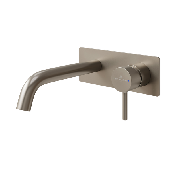 Villeroy & Boch Vita 35mm Rectangular Wall Mounted Basin/Bath Mixer Brushed Nickel Lead Free