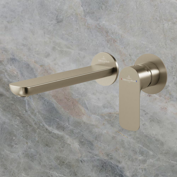 Villeroy & Boch O.Novo Wall Mounted Basin Mixer Brushed Nickel Lead Free