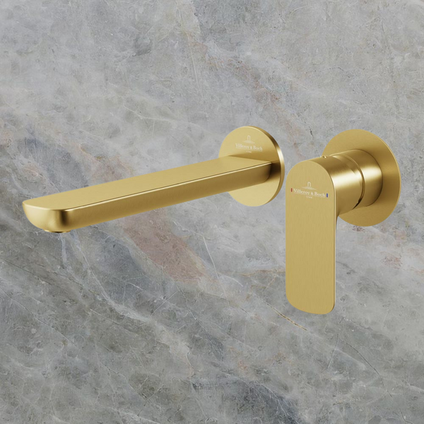 Villeroy & Boch O.Novo Wall Mounted Basin Mixer Brushed Gold Lead Free