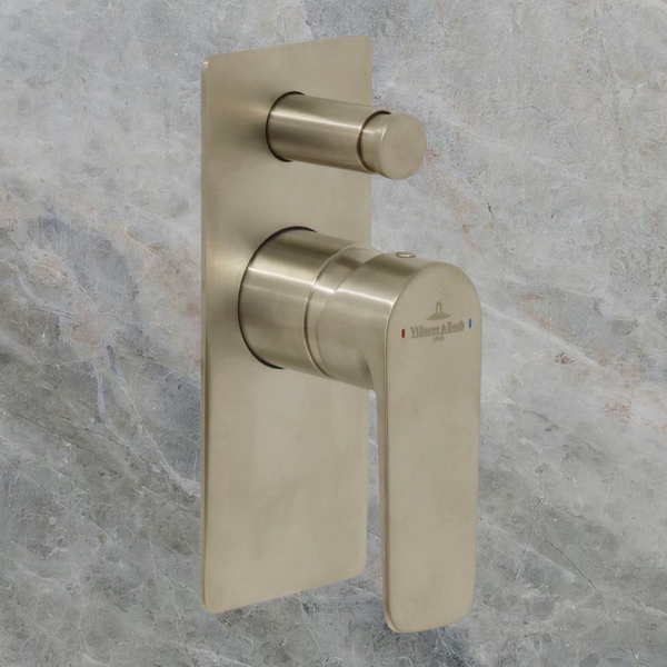 Villeroy & Boch O.Novo Style Rectangular Diverter Mixer Brushed Nickel