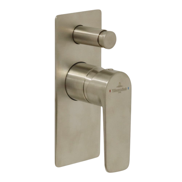 Villeroy & Boch O.Novo Style Rectangular Diverter Mixer Brushed Nickel