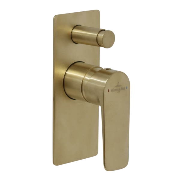 Villeroy & Boch O.Novo Style Rectangular Diverter Mixer Brushed Gold