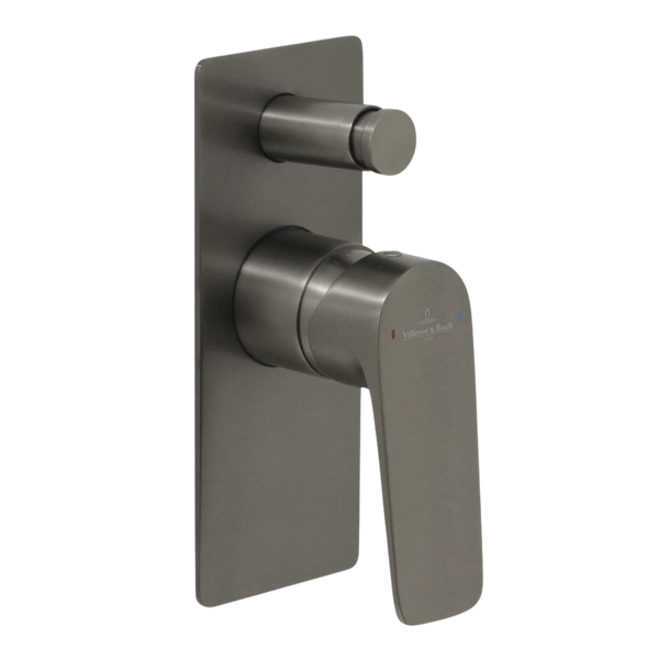 Villeroy & Boch O.Novo Style Rectangular Diverter Mixer Gunmetal