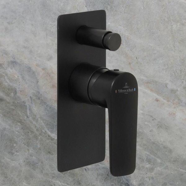 Villeroy & Boch O.Novo Style Rectangular Diverter Mixer Matte Black